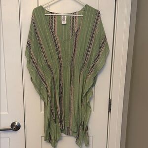 BECCA Mint Green Striped Top with Metallic Thread